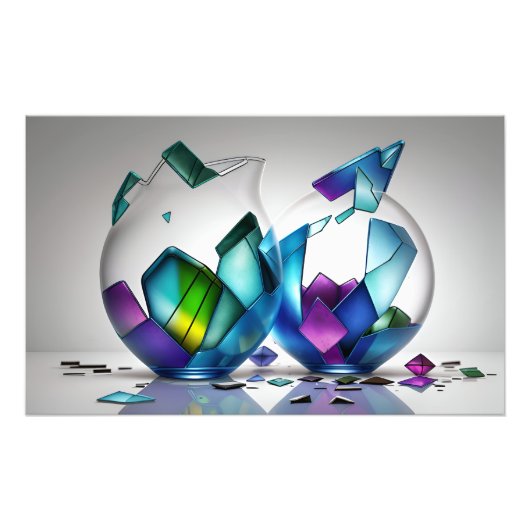 Abstracte gebroken glaskunst foto afdruk (Voorkant)