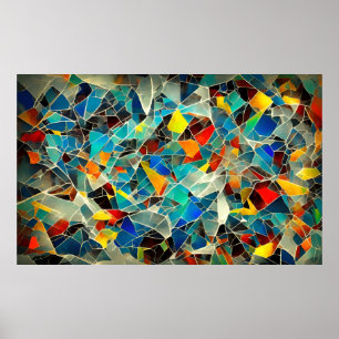 Abstracte gebroken glaskunst poster