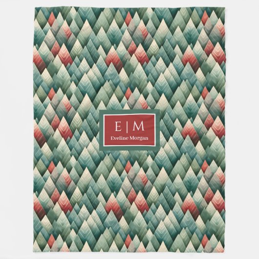 Abstracte gedempte kleuren kerstboomdeken fleece deken (Voorkant)