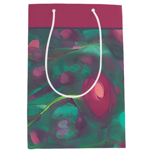 Abstracte gedempte rode rozen middelgrote cadeauta medium cadeauzakje (Voorkant)