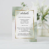 Abstracte gedempte salie goud gemarmerde details RSVP kaartje (Staand voorkant)