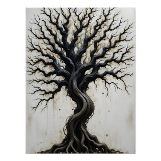 Abstracte gedraaide boom perfect poster