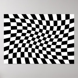 Abstracte gedraaide schaakbord poster
