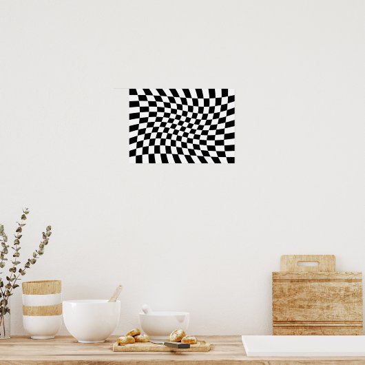 Abstracte gedraaide schaakbord poster (Keuken)