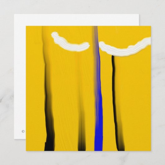 Abstracte geel blauw zwart wit olieverfschilderij (Voorkant / Achterkant)