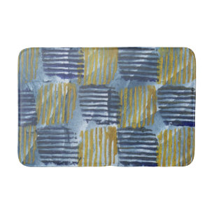 Abstracte geel en blauw strepen badmat