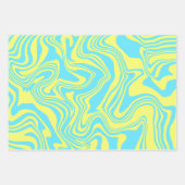Abstracte geel en blauw wervelende golven inpakpapier vel (Voorkant)