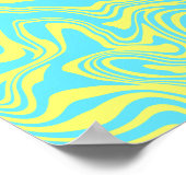 Abstracte geel en blauw wervelende golven poster (Hoek)