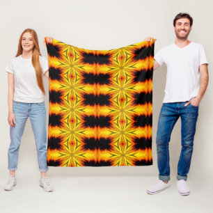 Abstracte geel en bruin patroonkunst fleece deken