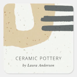 ABSTRACTE GEEL VAN KERAMISCHE TEXTUUR OCHRE VIERKANTE STICKER