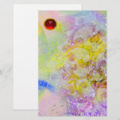 ABSTRACTE geelachtige PAARSE WAVEN , ZWEMMELEN EN  Briefpapier (Voorkant / Achterkant)