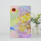 ABSTRACTE geelachtige PAARSE WAVEN , ZWEMMELEN EN  Briefpapier (Staand voorkant)