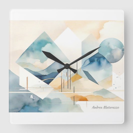 Abstracte geest vierkante klok (Voorkant)