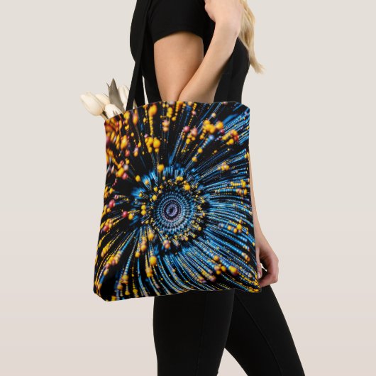 Abstracte gegevensstroomkunst tote bag (Dichtbij)