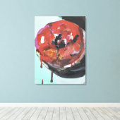 Abstracte geglazuurde aardbeidonut canvas afdruk (Insitu (Houten vloer))