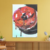 Abstracte geglazuurde aardbeidonut canvas afdruk (Insitu (Woonkamer))