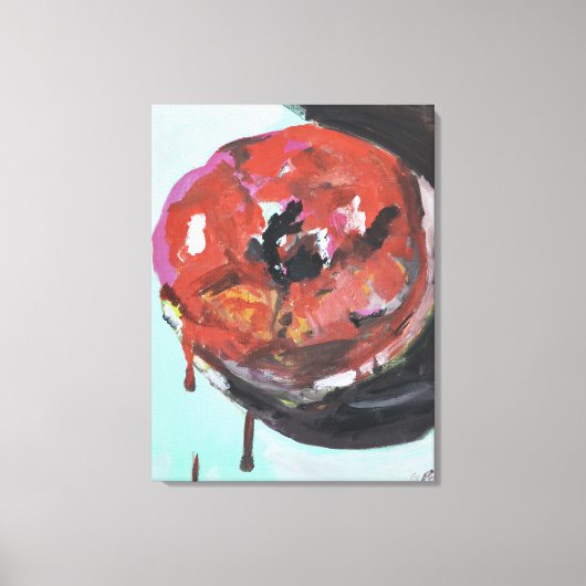 Abstracte geglazuurde aardbeidonut canvas afdruk (Voorkant)
