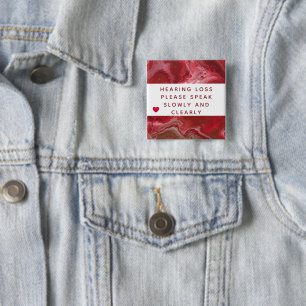 Abstracte gehoorverlies rood koper 2 inch vierkante button 5,1 cm