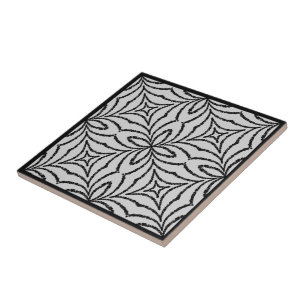 Abstracte geketende web zwarte geometrische patroo tegeltje