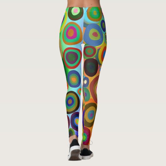 Abstracte gekleurde cirkels, kleurrijke, stutbare  leggings (Achterkant)