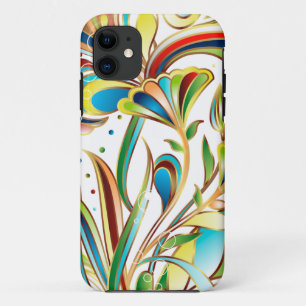 Abstracte gekleurde Floral Vector Art iPhone 11 Hoesje
