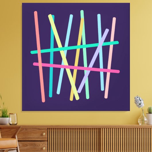 Abstracte gekleurde lijnen minimalistisch canvas afdruk (Insitu (Woonkamer))