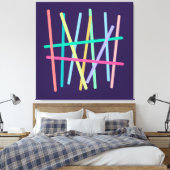 Abstracte gekleurde lijnen minimalistisch canvas afdruk (Insitu (Slaapkamer))