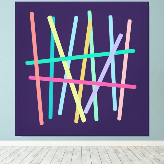 Abstracte gekleurde lijnen minimalistisch canvas afdruk (Insitu (Houten vloer))
