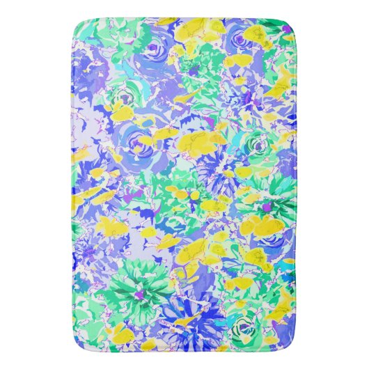 Abstracte gekleurde springbloemen badmat (Voorkant Verticaal)