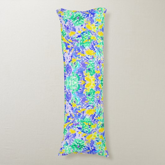 Abstracte gekleurde springbloemen lichaamskussen (Voorkant Verticaal)