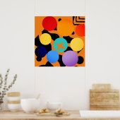 Abstracte gekleurde Stippen overbelasting Poster (Keuken)