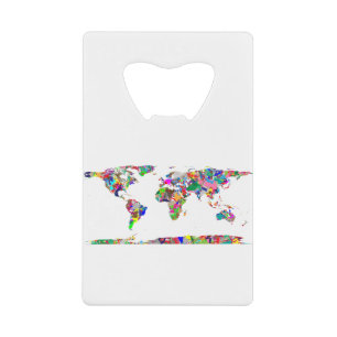 Abstracte gekleurde Wereldkaart 2 Creditkaart Flessenopener