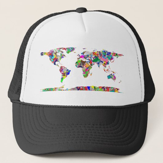 Abstracte gekleurde Wereldkaart 2 Trucker Pet (Voorkant)