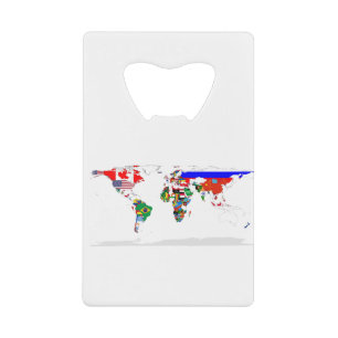 Abstracte gekleurde Wereldkaart Creditkaart Flessenopener