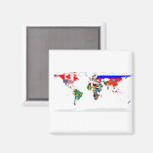 Abstracte gekleurde Wereldkaart Magneet (Voorkant / Achterkant)