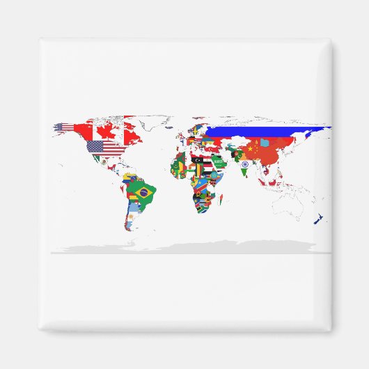 Abstracte gekleurde Wereldkaart Magneet (Voorkant)