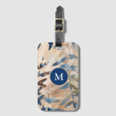 Abstracte gelaagde bladeren - blauw en neutraal bagagelabel (Voorkant (verticaal))