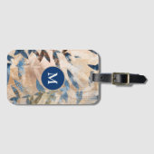 Abstracte gelaagde bladeren - blauw en neutraal bagagelabel (Voorkant (horizontaal))