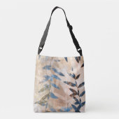 Abstracte gelaagde bladeren - blauw en neutraal crossbody tas (Achterkant)