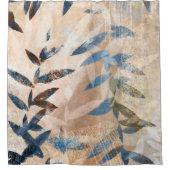 Abstracte gelaagde bladeren - Blauw en neutraal Douchegordijn (Voorkant)