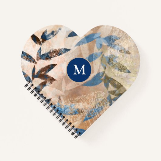 Abstracte gelaagde bladeren - blauw en neutraal notitieboek (Voorkant)