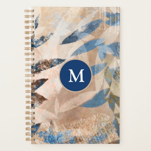 Abstracte gelaagde bladeren - Blauw en neutraal Planner (Voorkant)