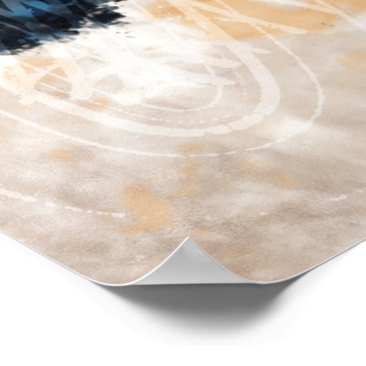 Abstracte gelaagde bladeren - blauw en neutraal poster (Hoek)