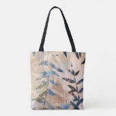 Abstracte gelaagde bladeren - blauw en neutraal tote bag (Achterkant)
