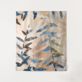 Abstracte gelaagde bladeren - Blauw en neutraal Wandkleed (Voorkant)