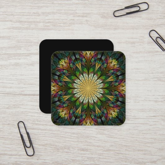 Abstracte gelaagde ventilator vierkante visitekaartje (Voorkant / Achterkant in situ)