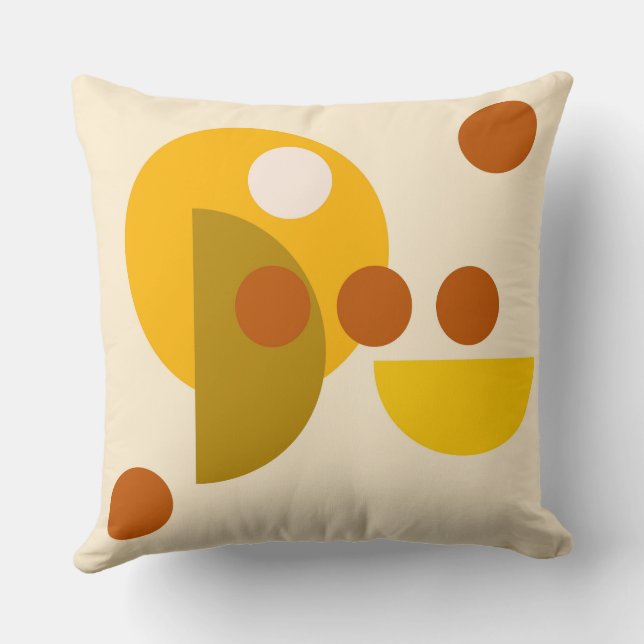 Abstracte gele beige bruine cirkels stippen kussen (Achterkant)