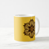 Abstracte gele bloem koffiemok (Voorkant rechts)