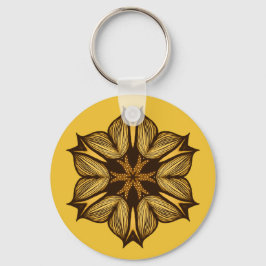 Abstracte gele bloem sleutelhanger