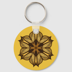 Abstracte gele bloem sleutelhanger